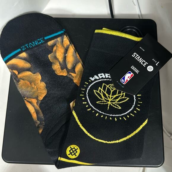 NBA X STANCE WARRIORS CITY EDITION PRINT‎ POLY CREW SOCKS A545D22GSW NWT Size L - Picture 3 of 3